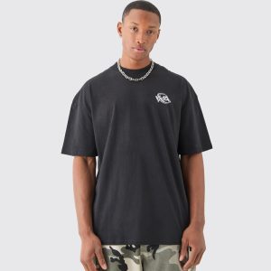 Oversized Extended Neck Over The Seam Gothic Back Print T-shirt