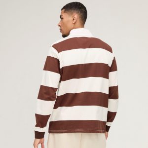 Regular Fit Stripe Long Sleeve Rugby Polo