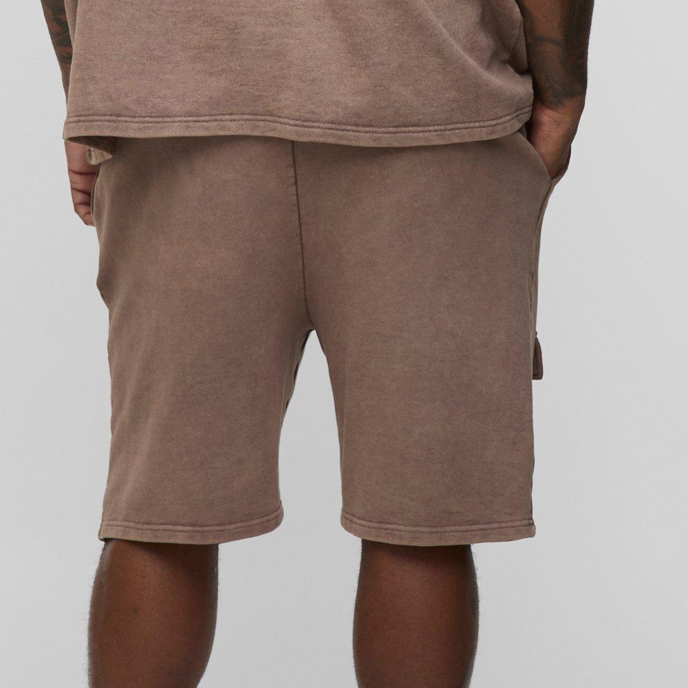 Plus Loose Fit Cargo Acid Wash Jersey Shorts - Image 2