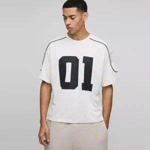 Oversized Boxy Half Sleeve Varsity T-Shirt