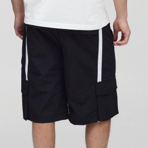 Baggy Long Length Nylon Cargo Shorts