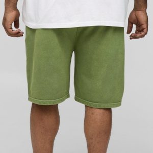 Plus Loose Fit Acid Wash Jersey Shorts